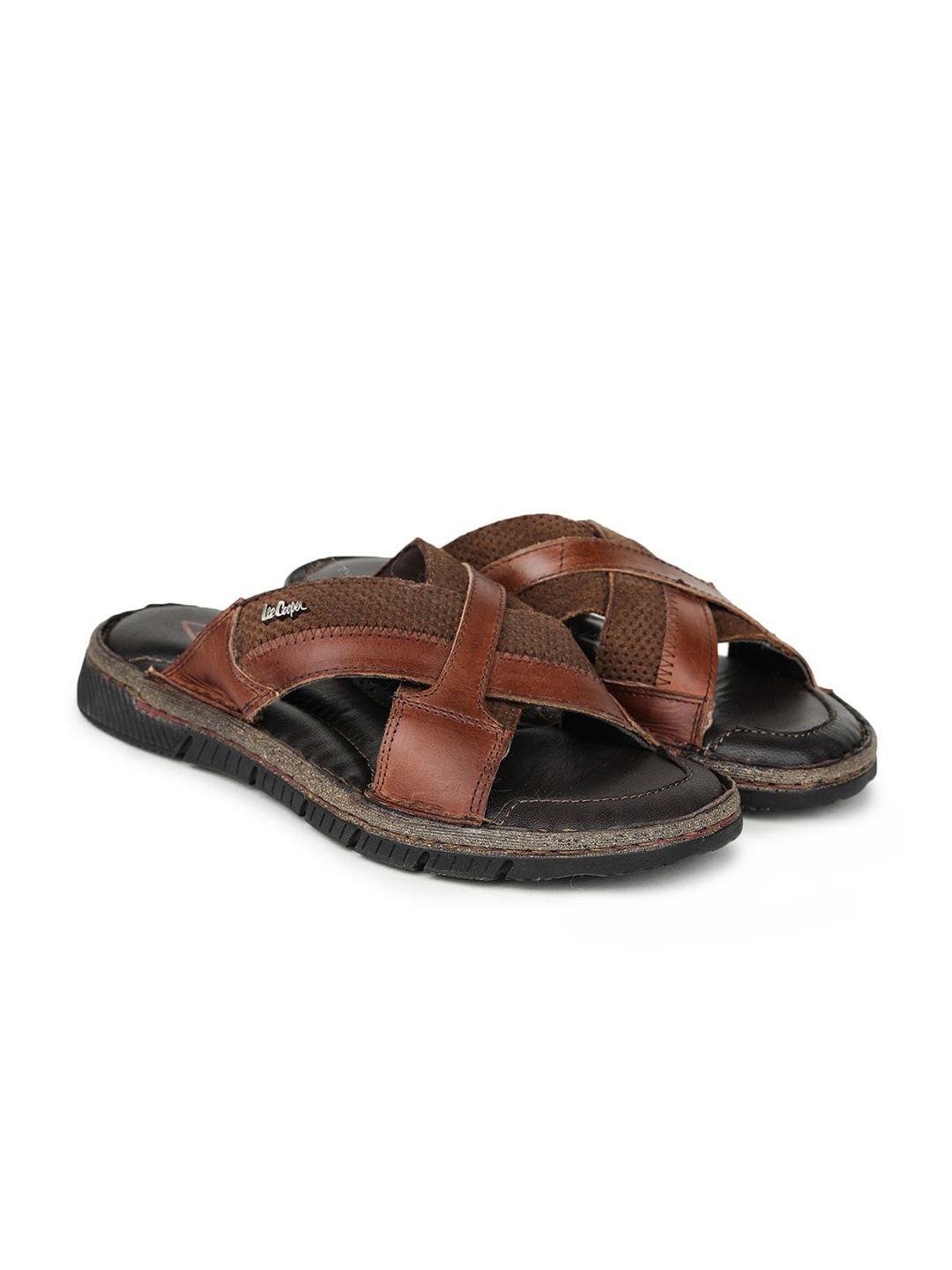 

Lee Cooper Men Leather Comfort Sandals, Tan