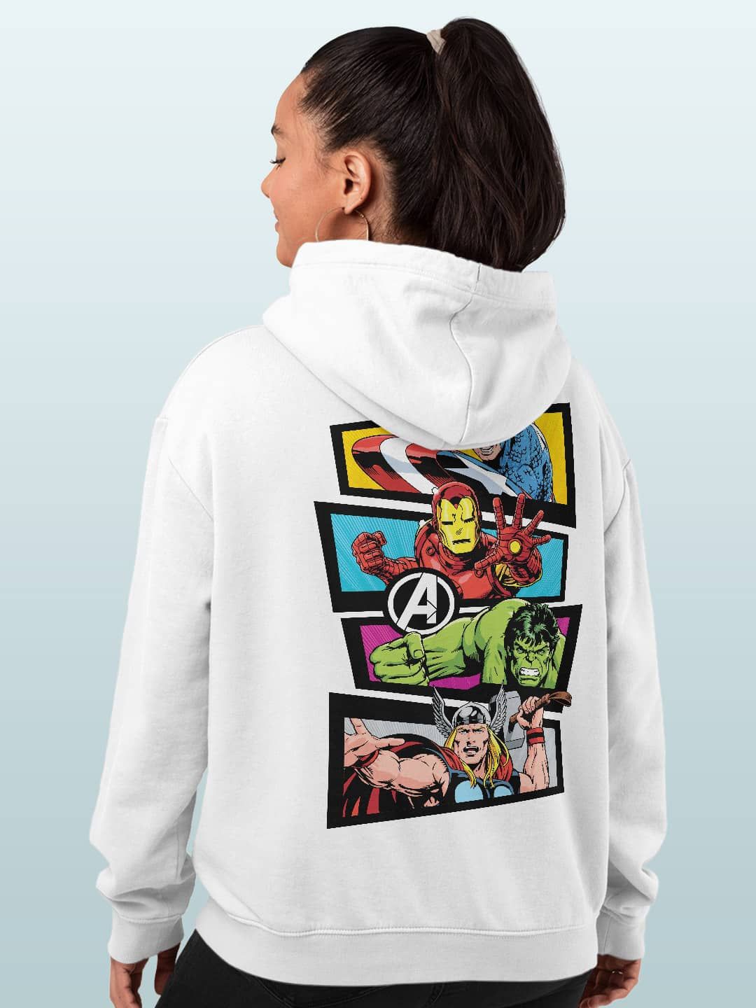 

macmerise Women Printed Hooded Sweatshirt, White
