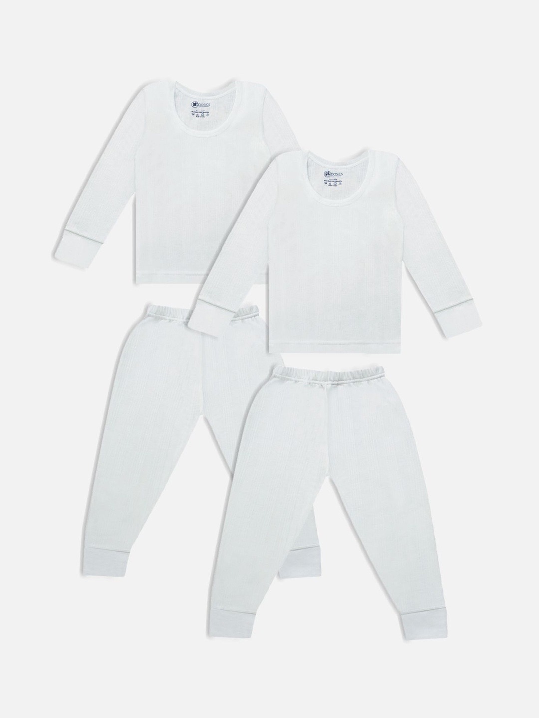 

YK Basics Kids Pack Of 2 Striped Thermal Set, White