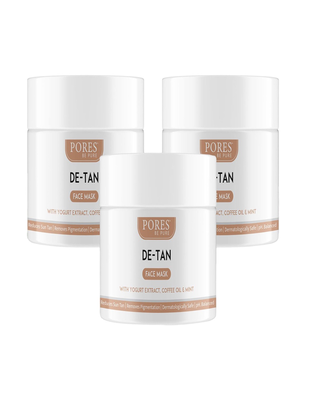 

PORES Be Set Of 3 Pure De-Tan Face Mask For Glowing Skin-100g Each, White