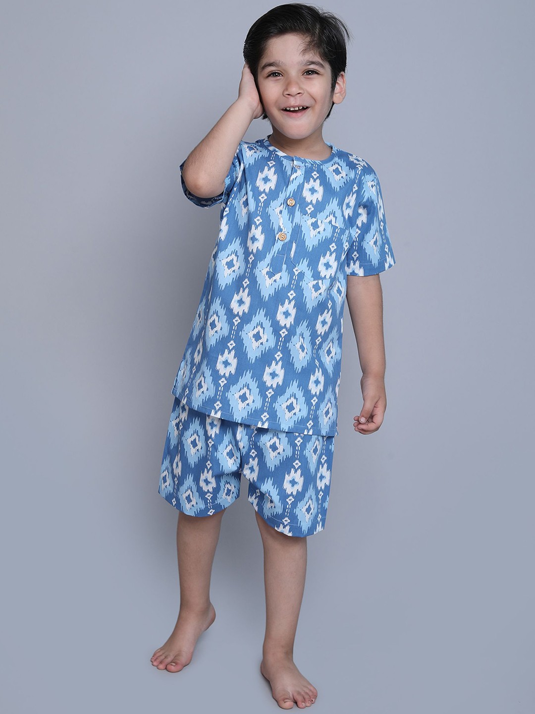 

BAESD Boys Pure Cotton Printed Night suit, Blue