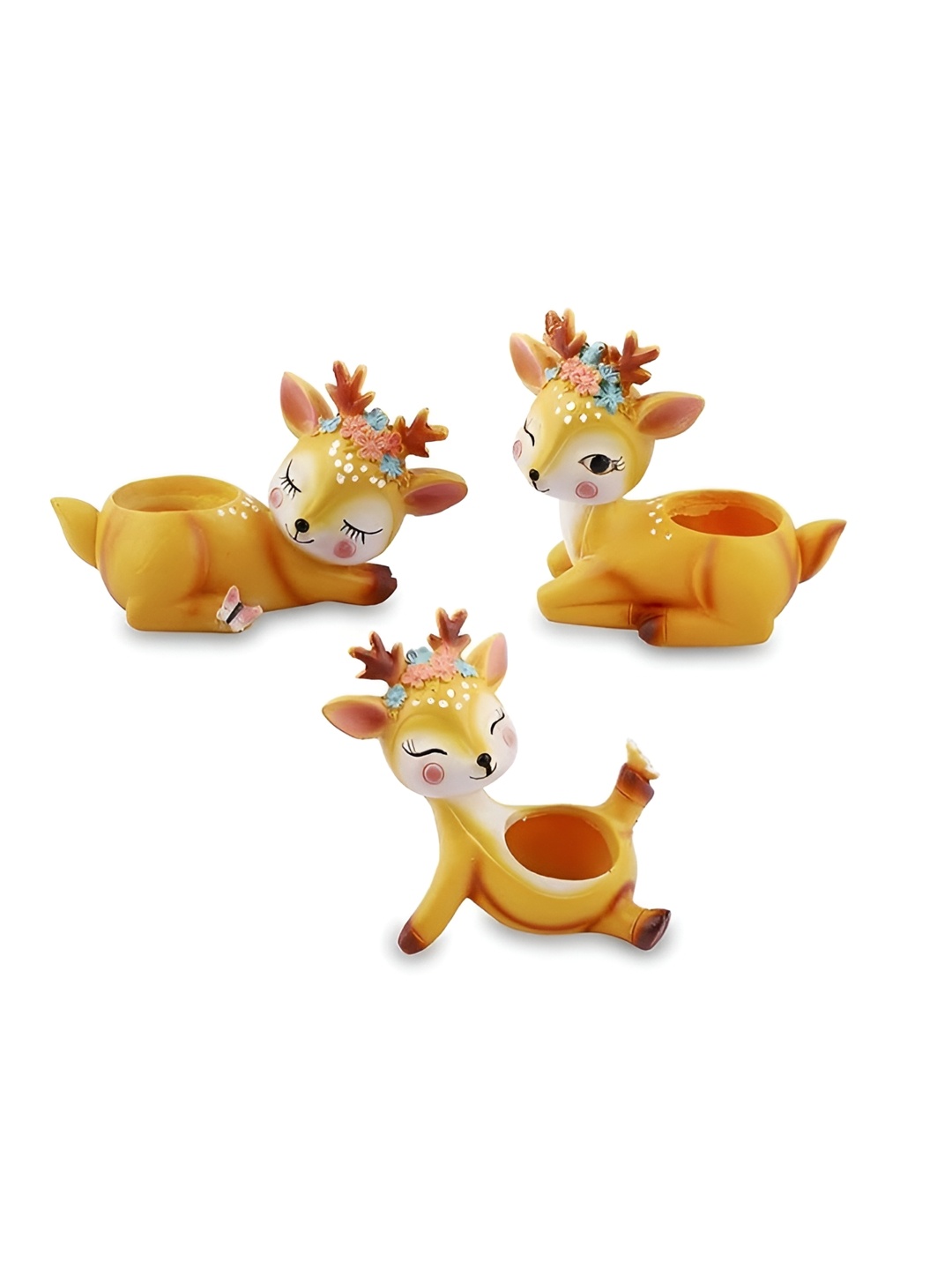 

Vikarafty Yellow & Brown 3 Pieces Printed Deer Planters