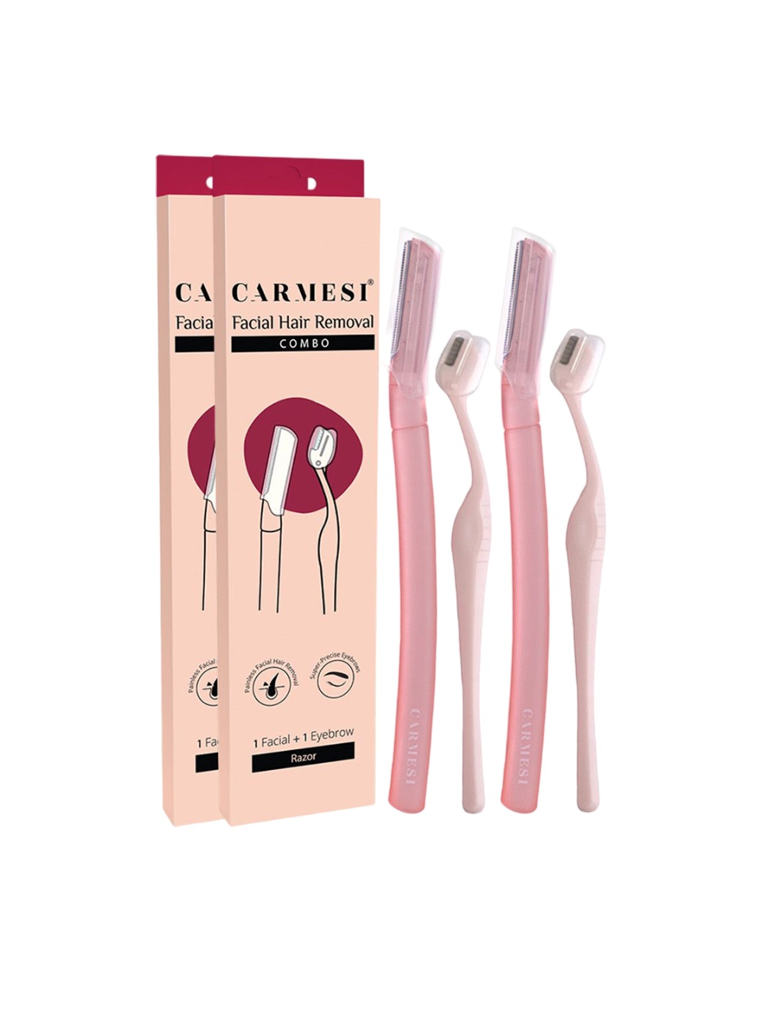 

CARMESI Face Hair Removal Combo - 2 Face Razors & 2 Eyebrow Razors, Pink