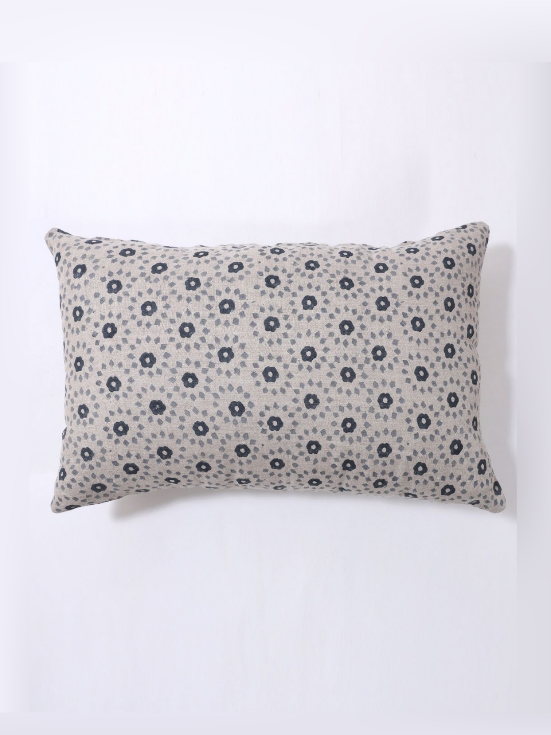 

Art Avenue Lumbar Grey & Blue Floral Printed Cotton Linen Rectangle Cushion Cover
