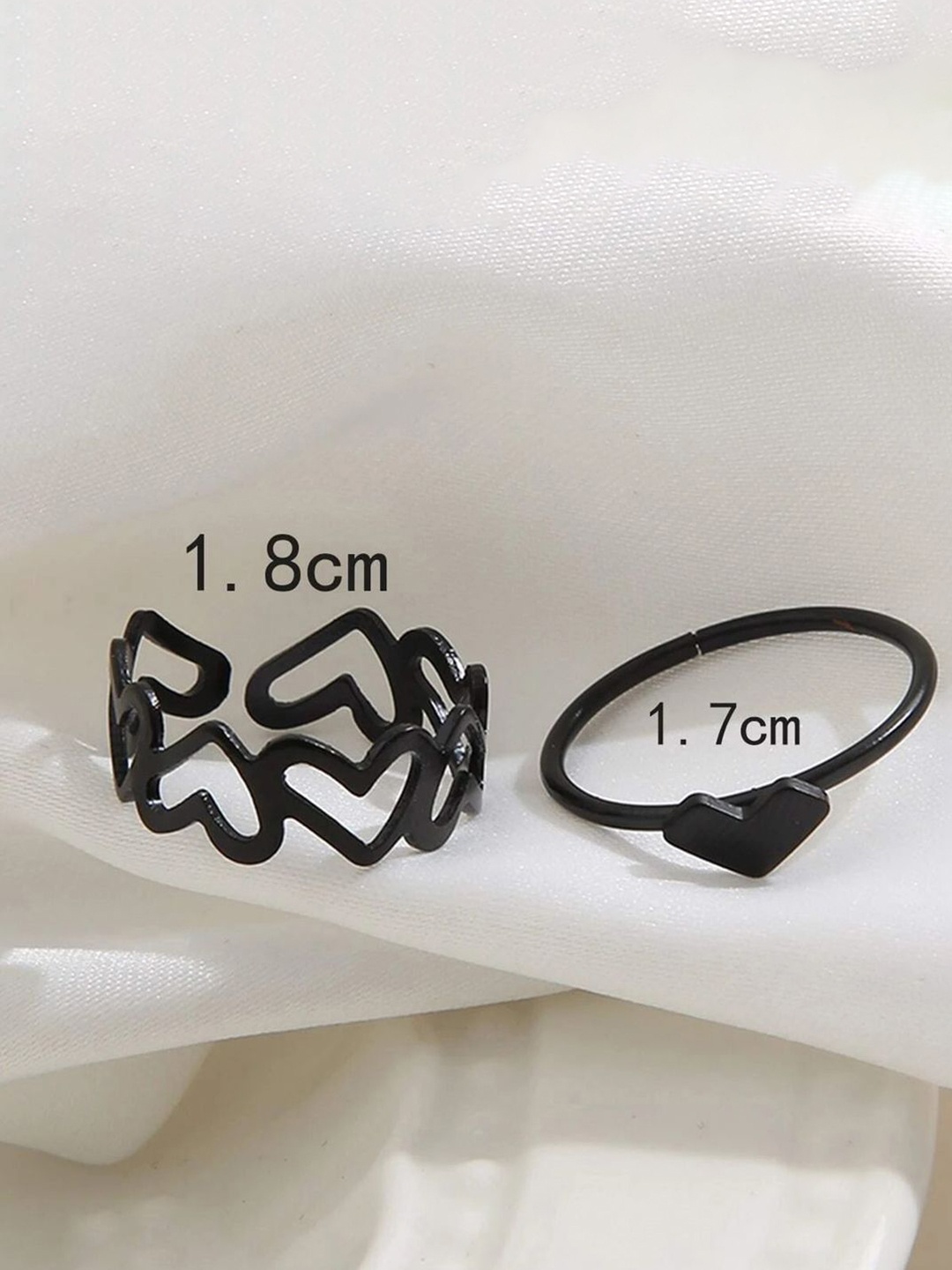 

Jewels Galaxy Set Of 2 Silver-Plated Finger Rings, Black