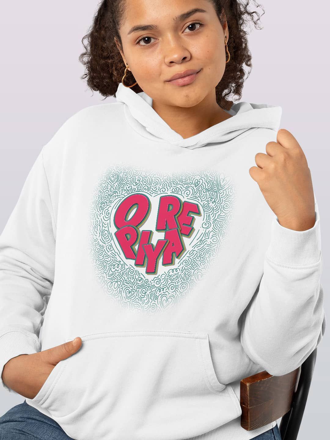 

macmerise Women Printed Hooded Sweatshirt, White