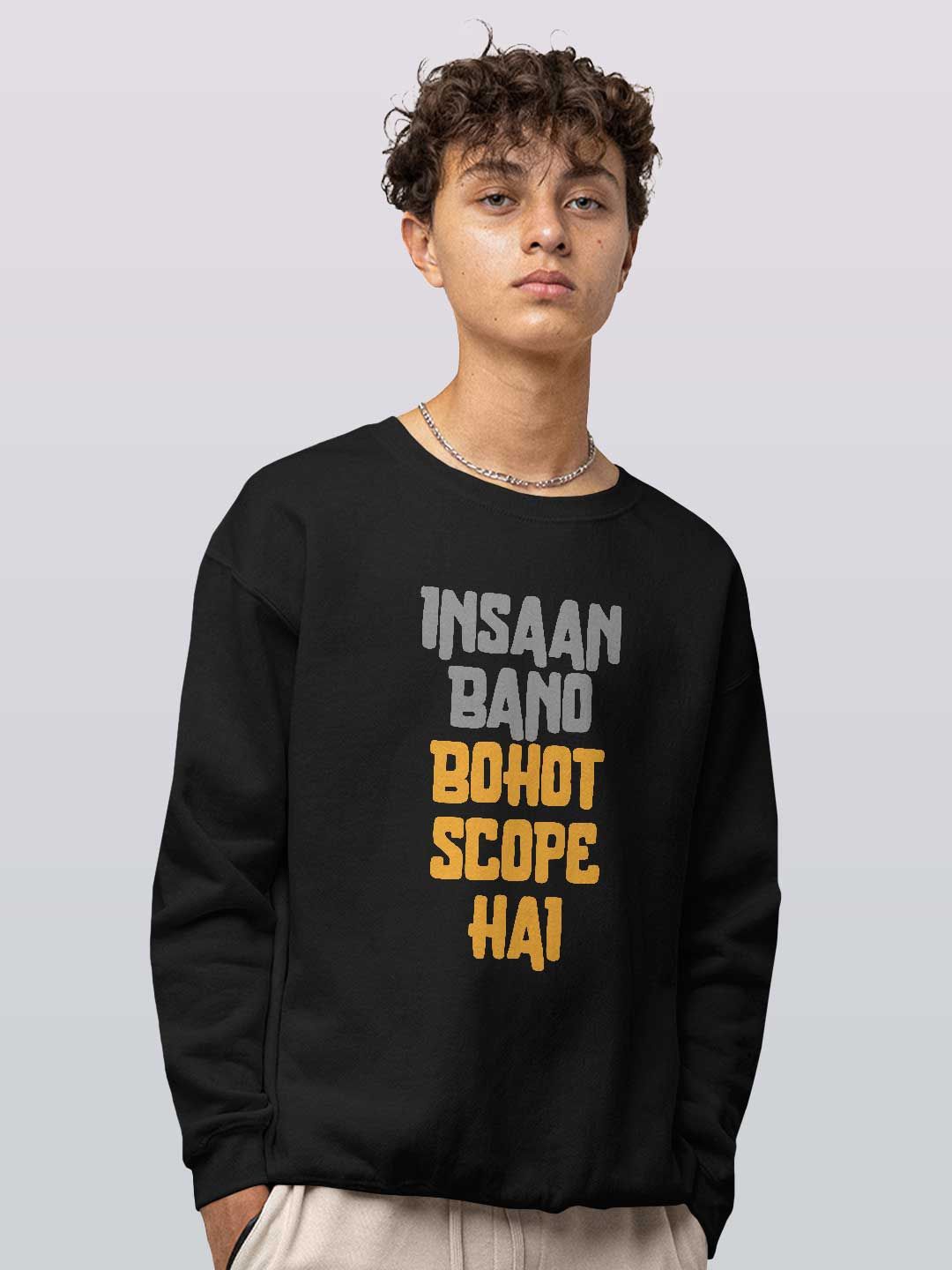 

macmerise Men Printed Sweatshirt, Black