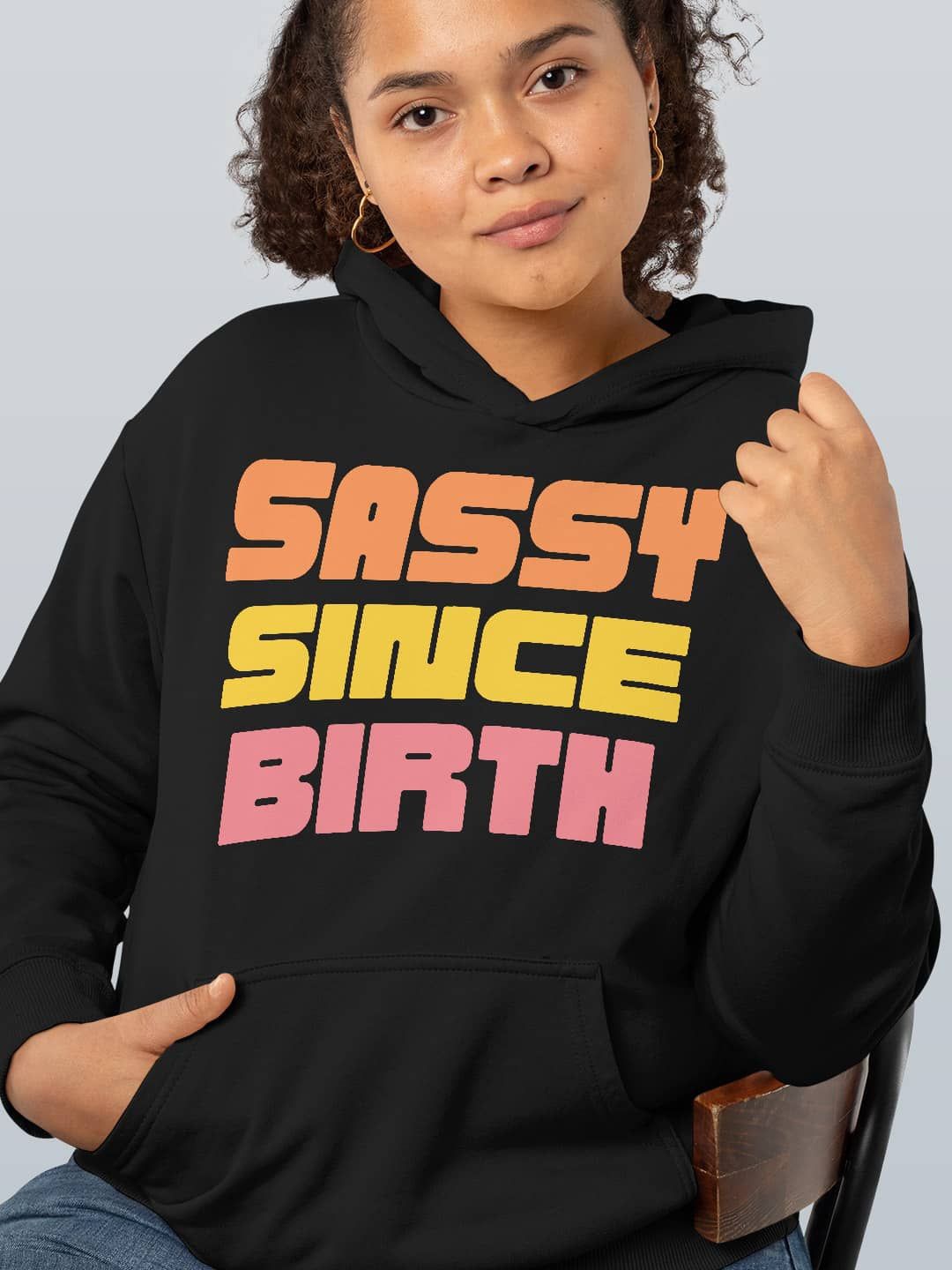 

macmerise Women Printed Hooded Sweatshirt, Black