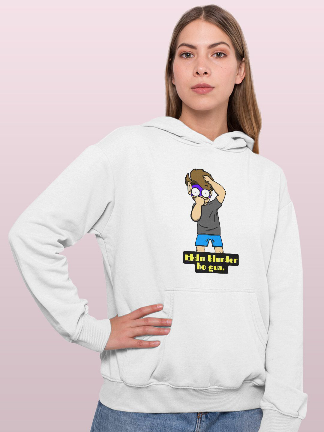 

macmerise Women Printed Hooded Sweatshirt, White