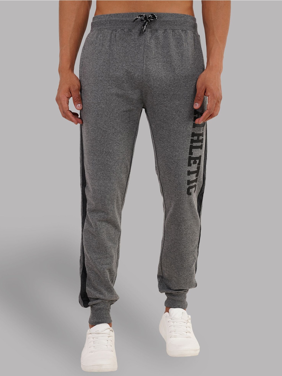 

STARFOX Men Printed Detail Cotton Joggers, Grey