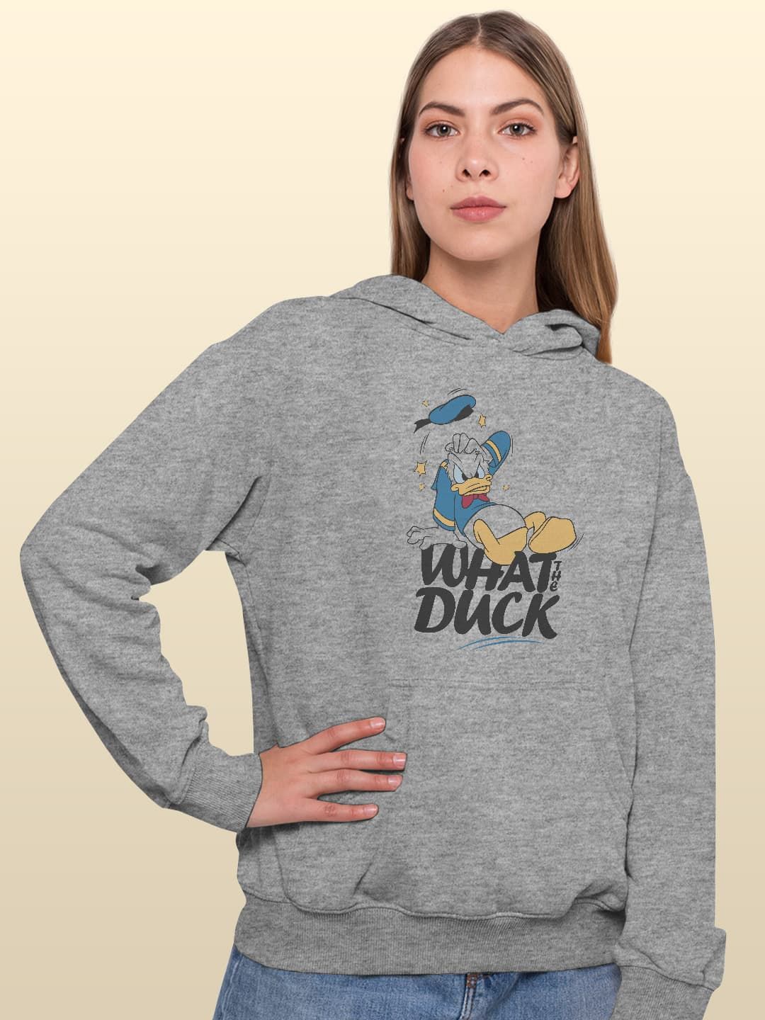

macmerise Women Printed Hooded Sweatshirt, Grey