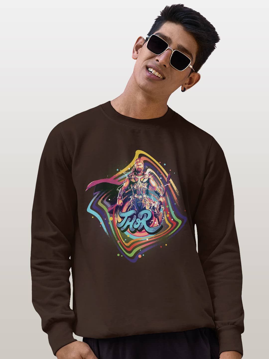 

macmerise Men Printed Sweatshirt, Brown