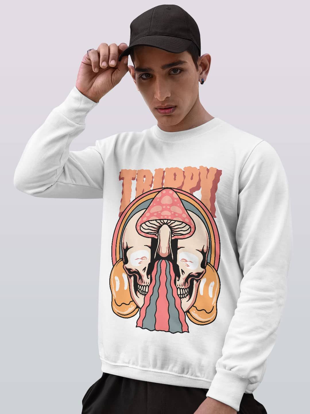 

macmerise Men Printed Sweatshirt, White