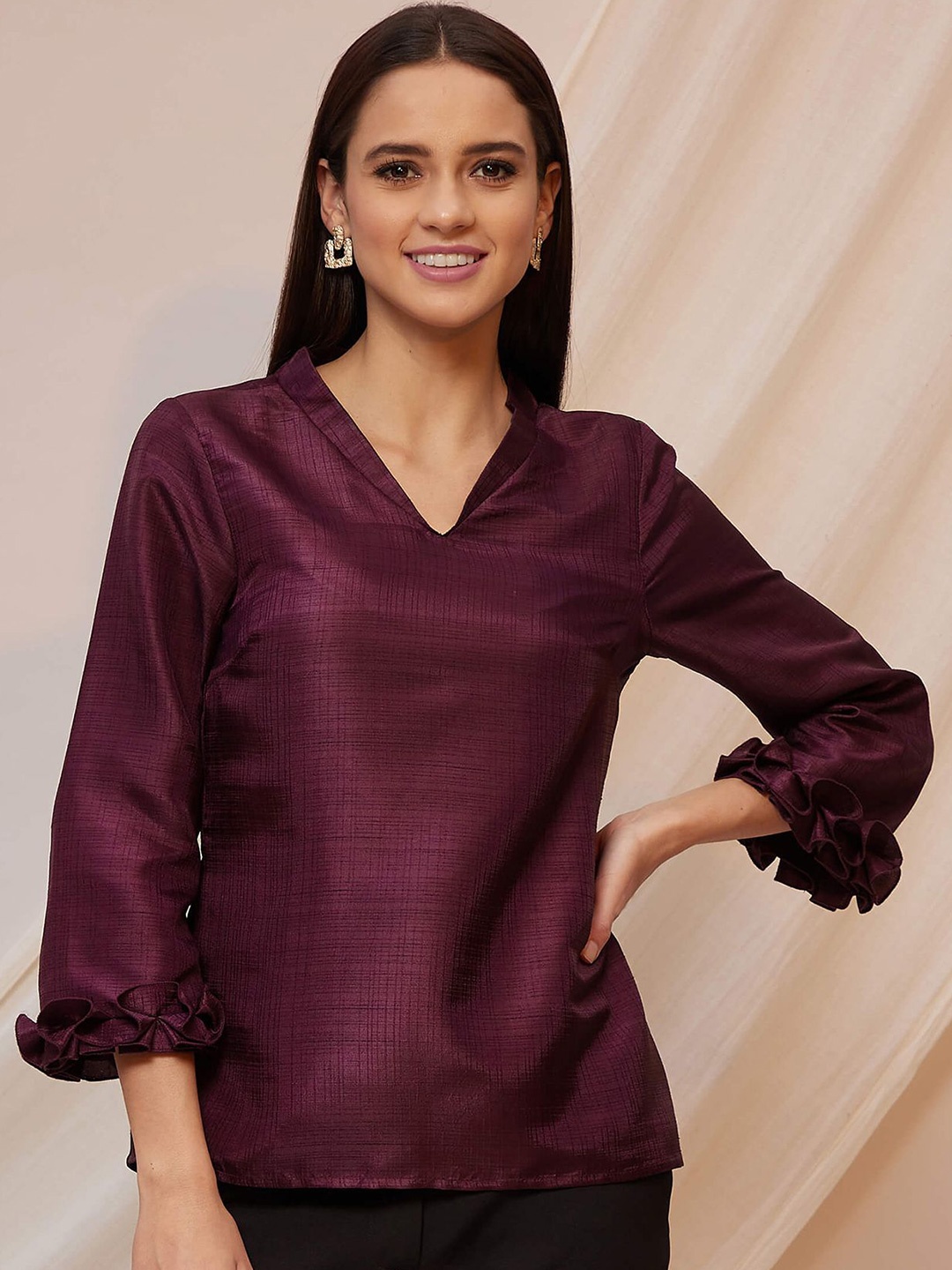 

SALT ATTIRE Puff Sleeve Top, Burgundy