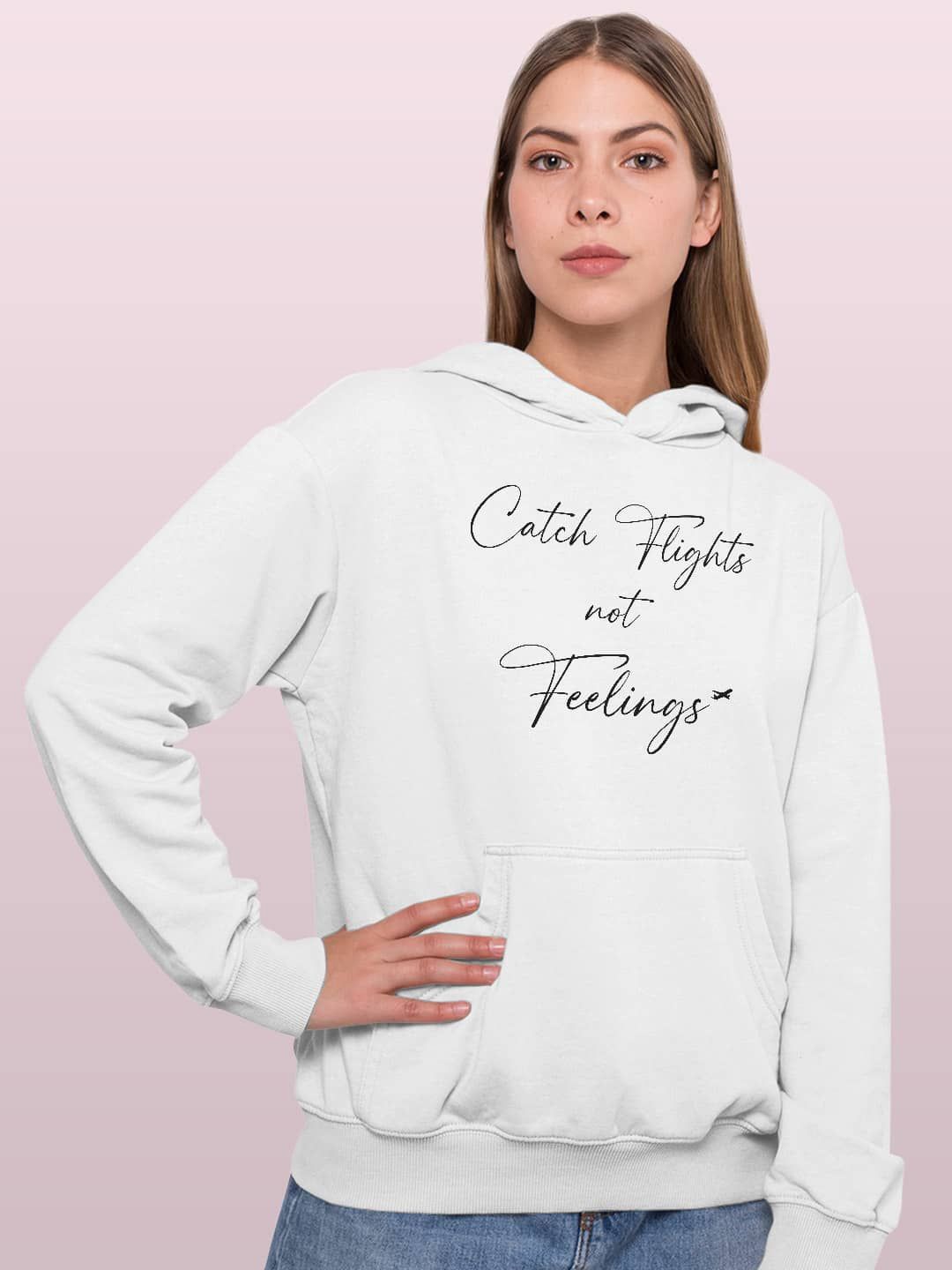 

macmerise Women Printed Hooded Sweatshirt, White