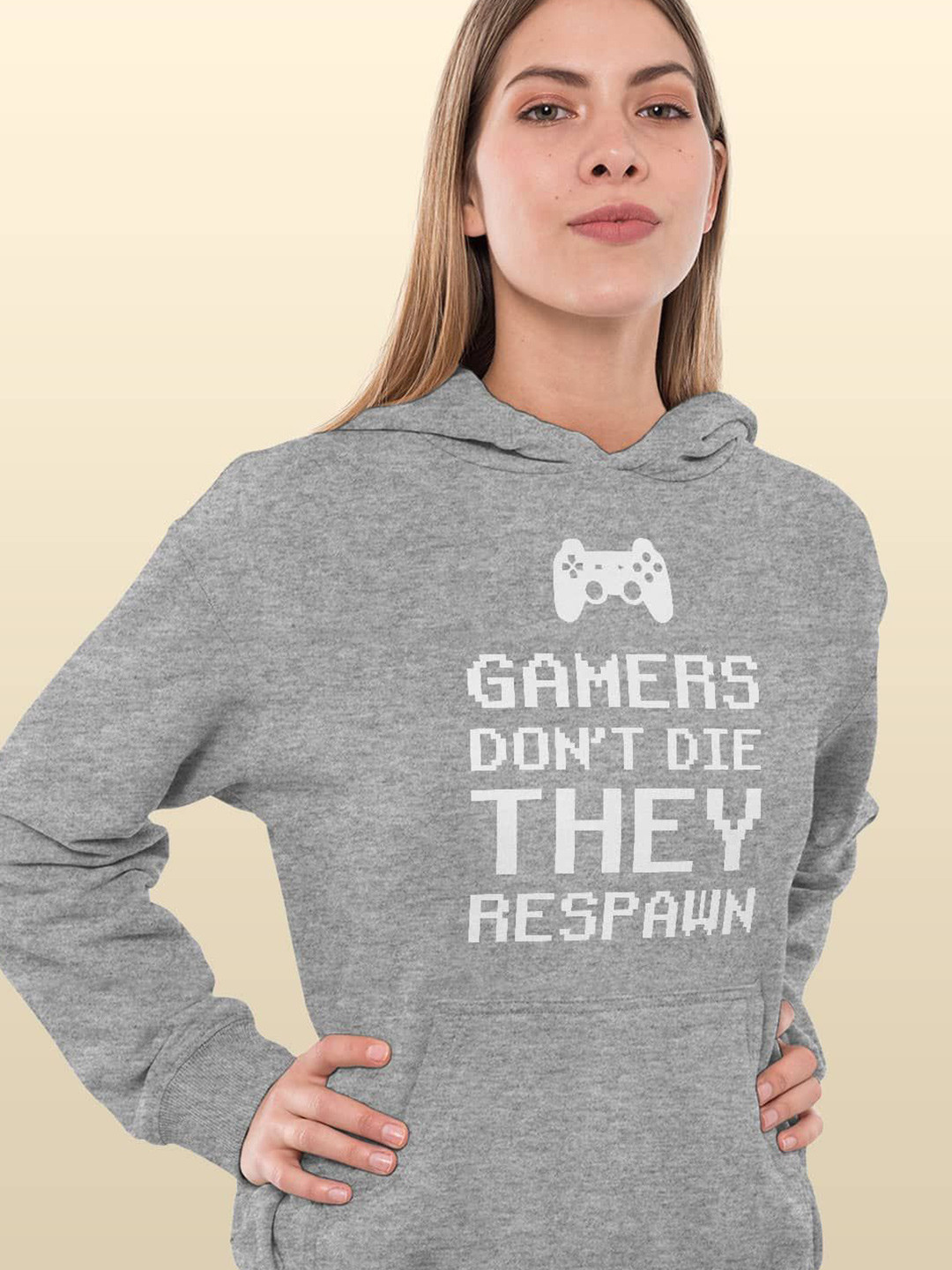 

macmerise Women Printed Hooded Sweatshirt, Grey