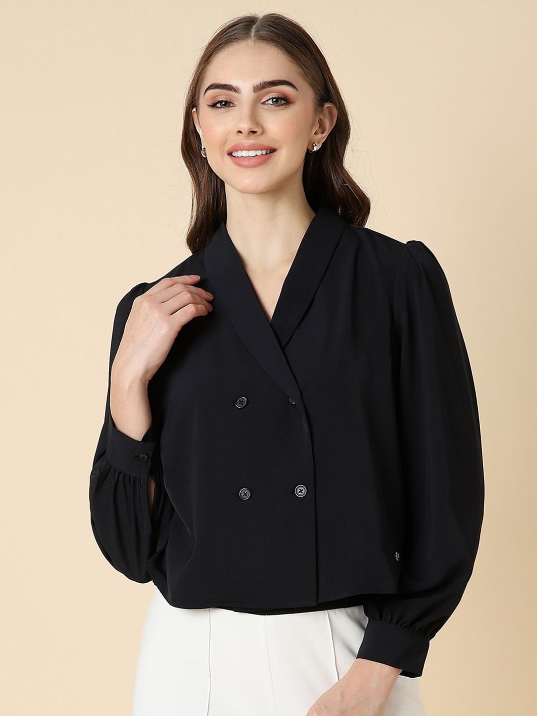 

Allen Solly Woman Wrap Top, Black