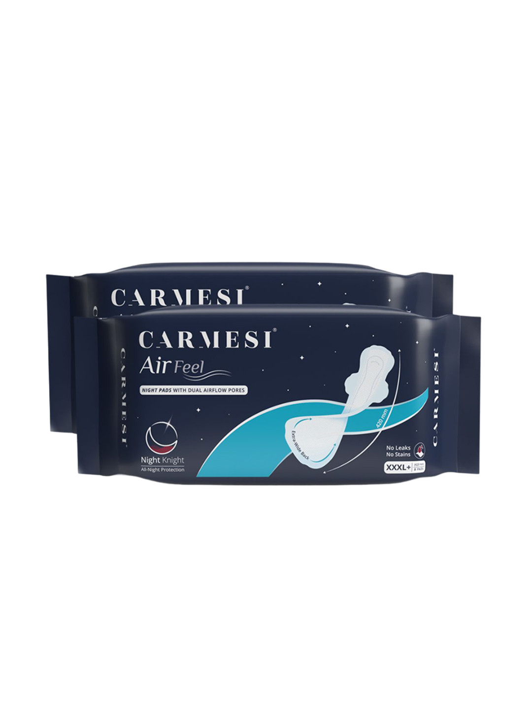 

CARMESI Air Feel Set of 2 All-Night Stain Protection Night Sanitary Pads - 8Pc Each, White