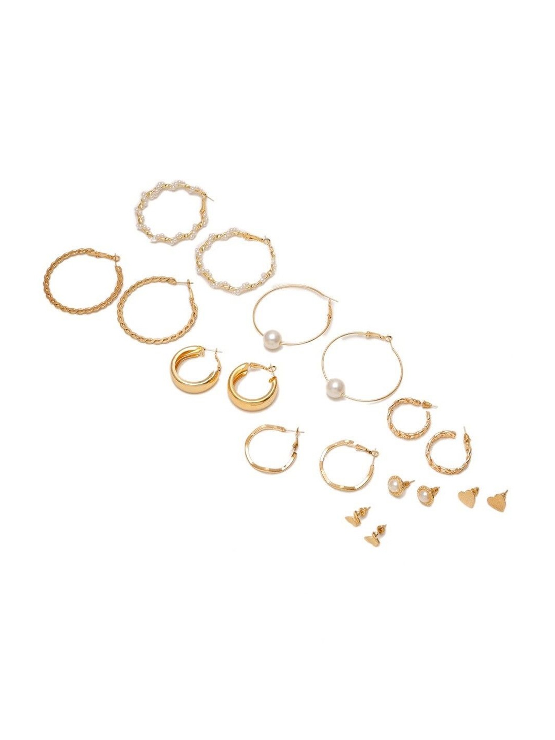 

fabula Set Of 9 Contemporary Crystal Studs, Gold