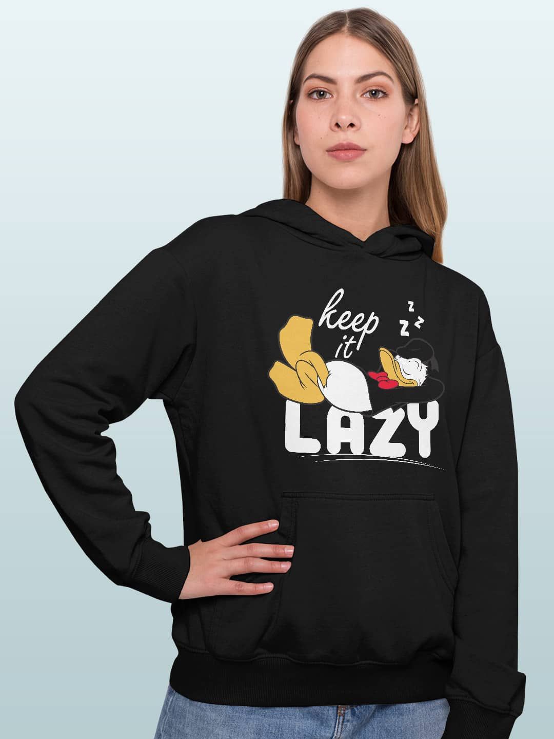 

macmerise Women Printed Hooded Sweatshirt, Black