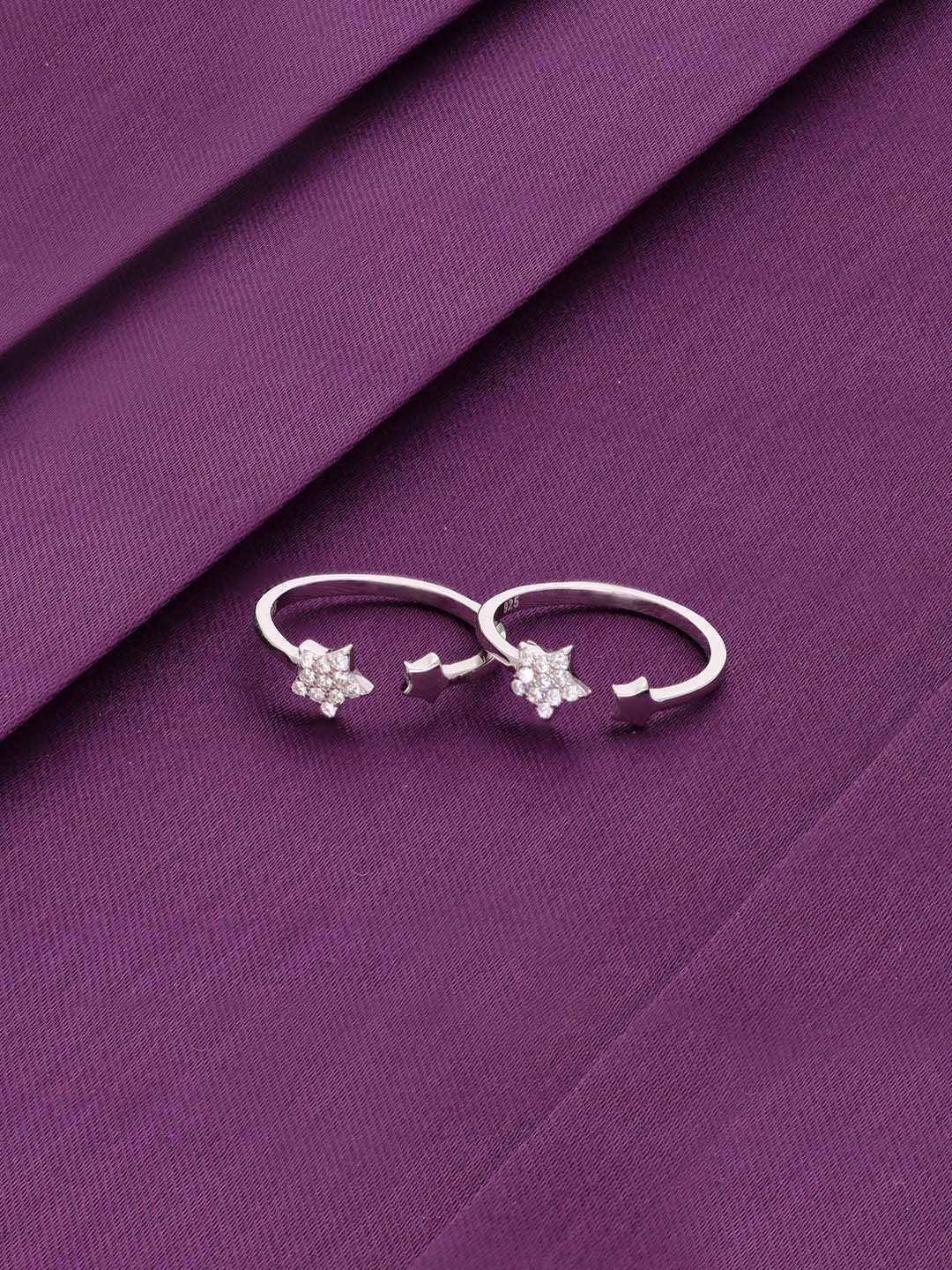 

KAI JEWEL Sterling Silver Rhodium-Plated Cubic Zirconia Toe Rings