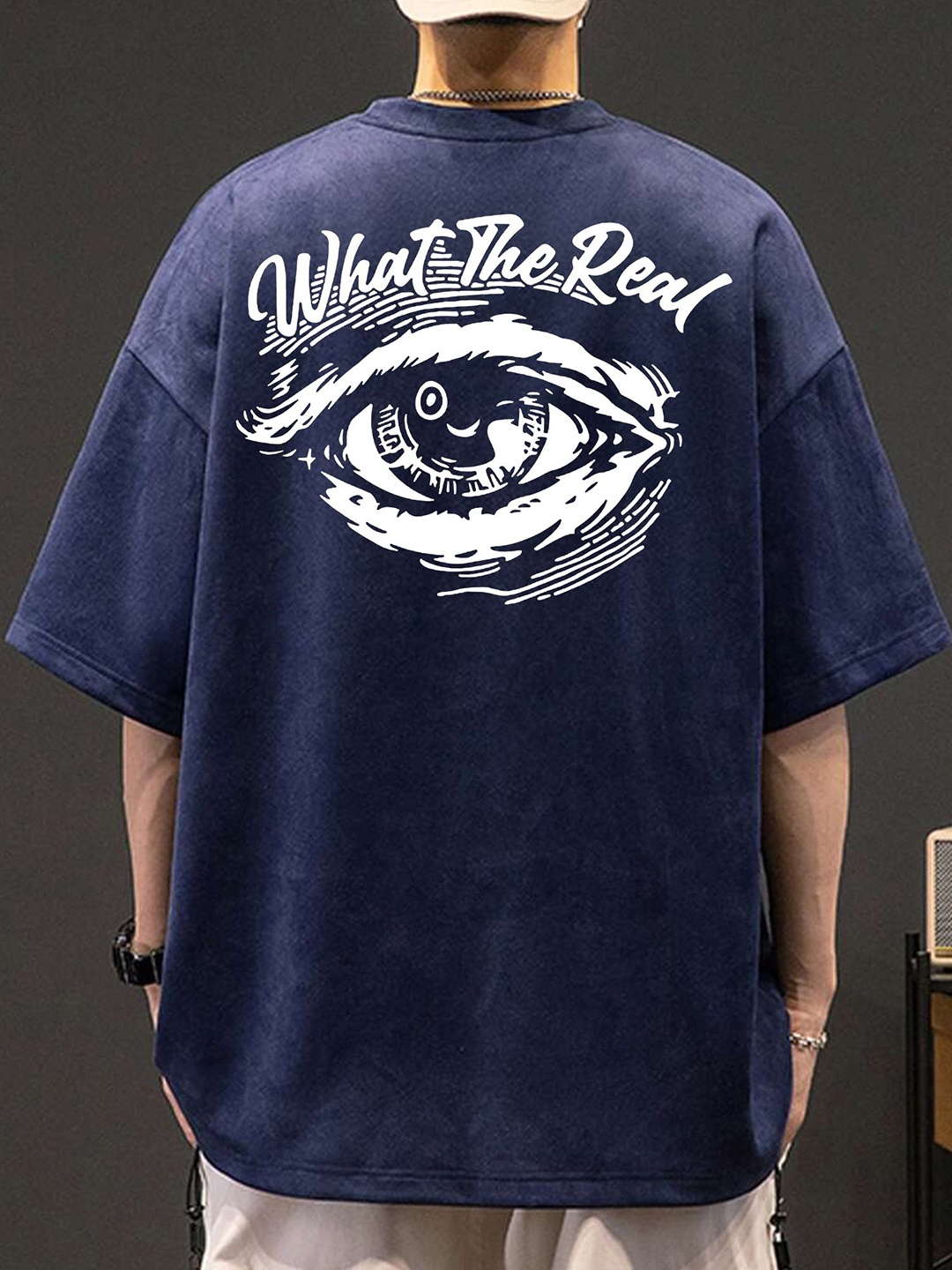 

TABADTOD Men Printed Applique T-shirt, Navy blue