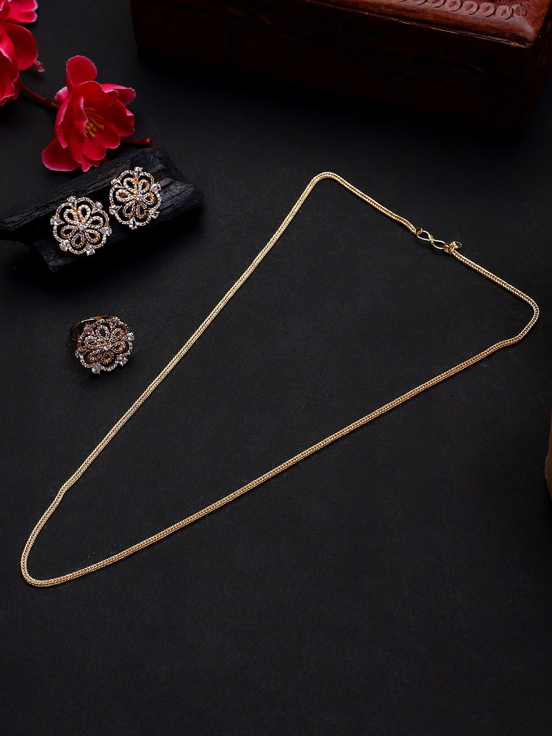 

CARDINAL Gold Plated American Diamond Jewellery Set