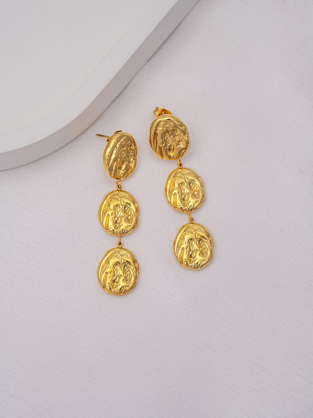 

Perfectly Average Gold-Plated Stainless Steel Contemporary Lava Drop Earrings