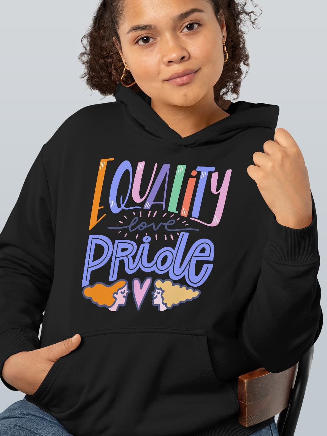 

macmerise Women Printed Hooded Sweatshirt, Black