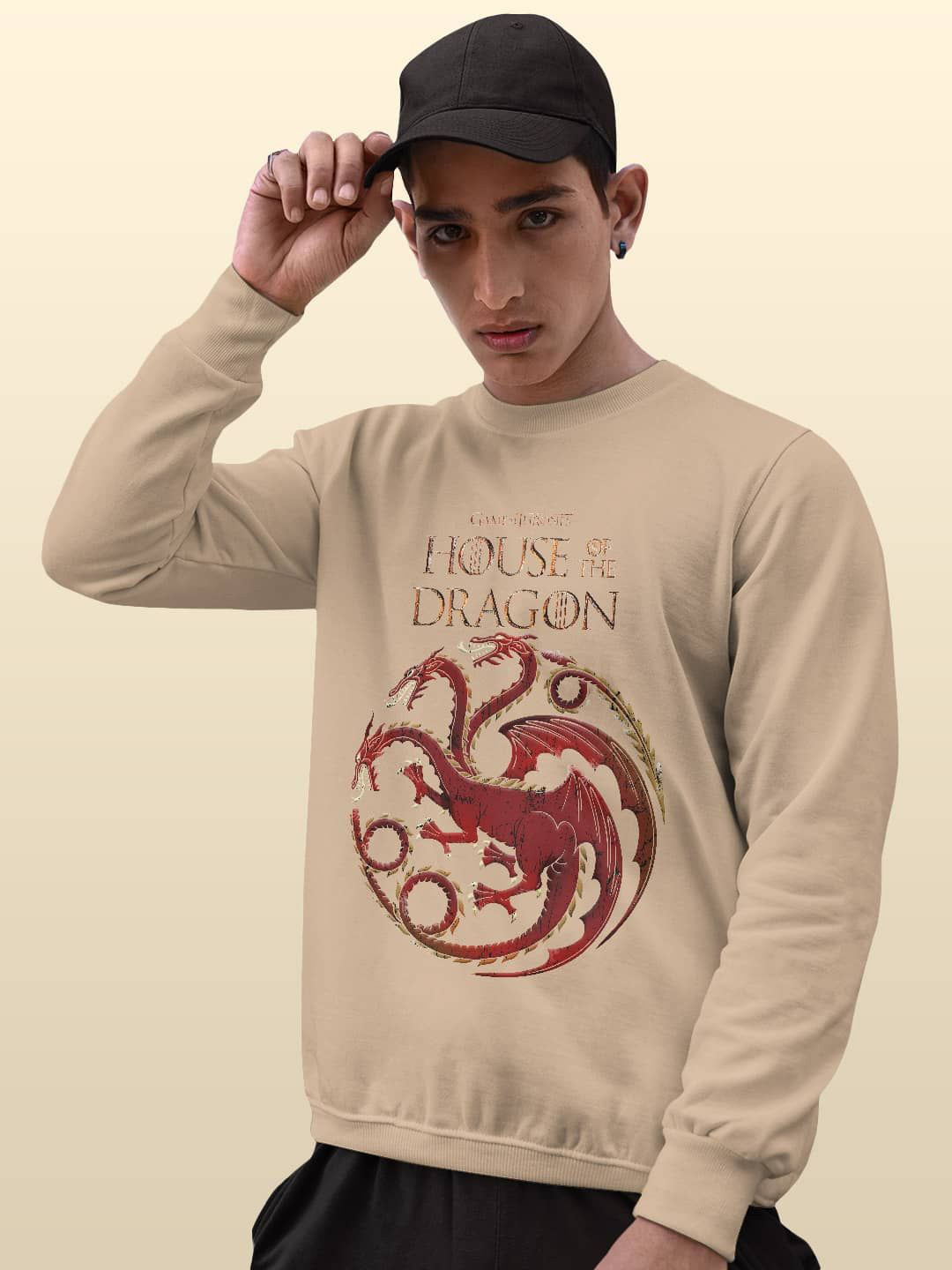 

macmerise Men Printed Sweatshirt, Beige