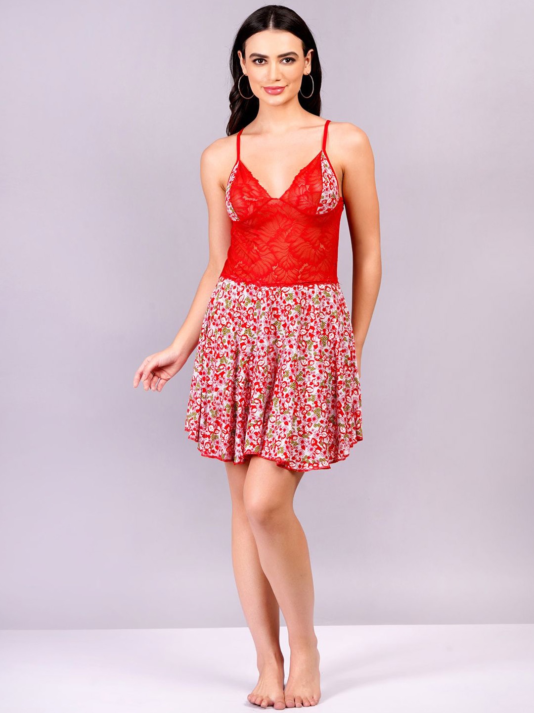 

Fleurt Shoulder Straps Baby Doll, Red