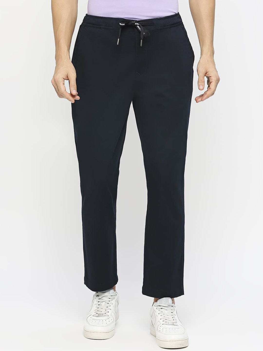 

Basics Men Mid-Rise Straight Fit Trousers, Blue
