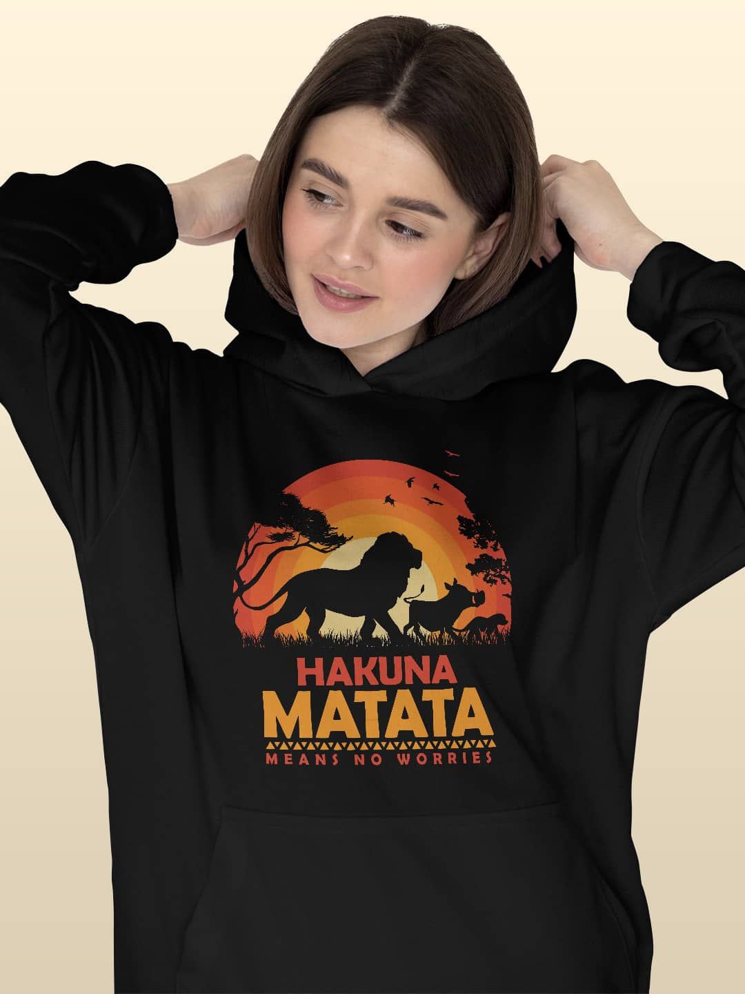 

macmerise Women Printed Hooded Sweatshirt, Black