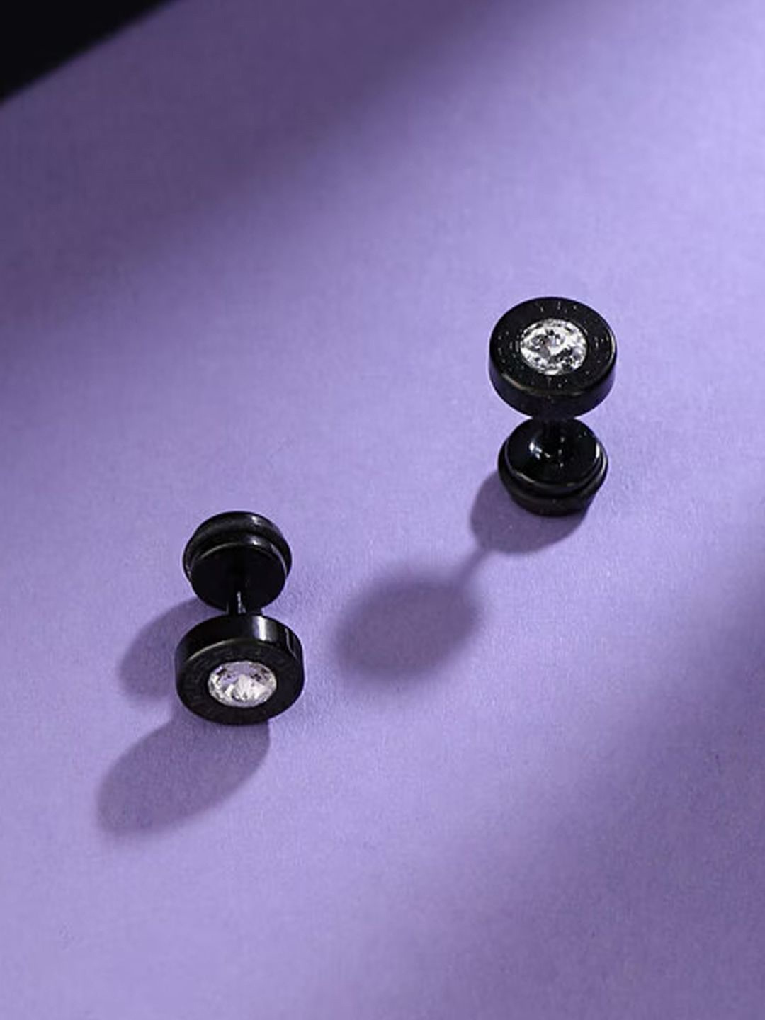 

KRENOZ Stainless Steel Cubic Zirconia Classic Studs, Black