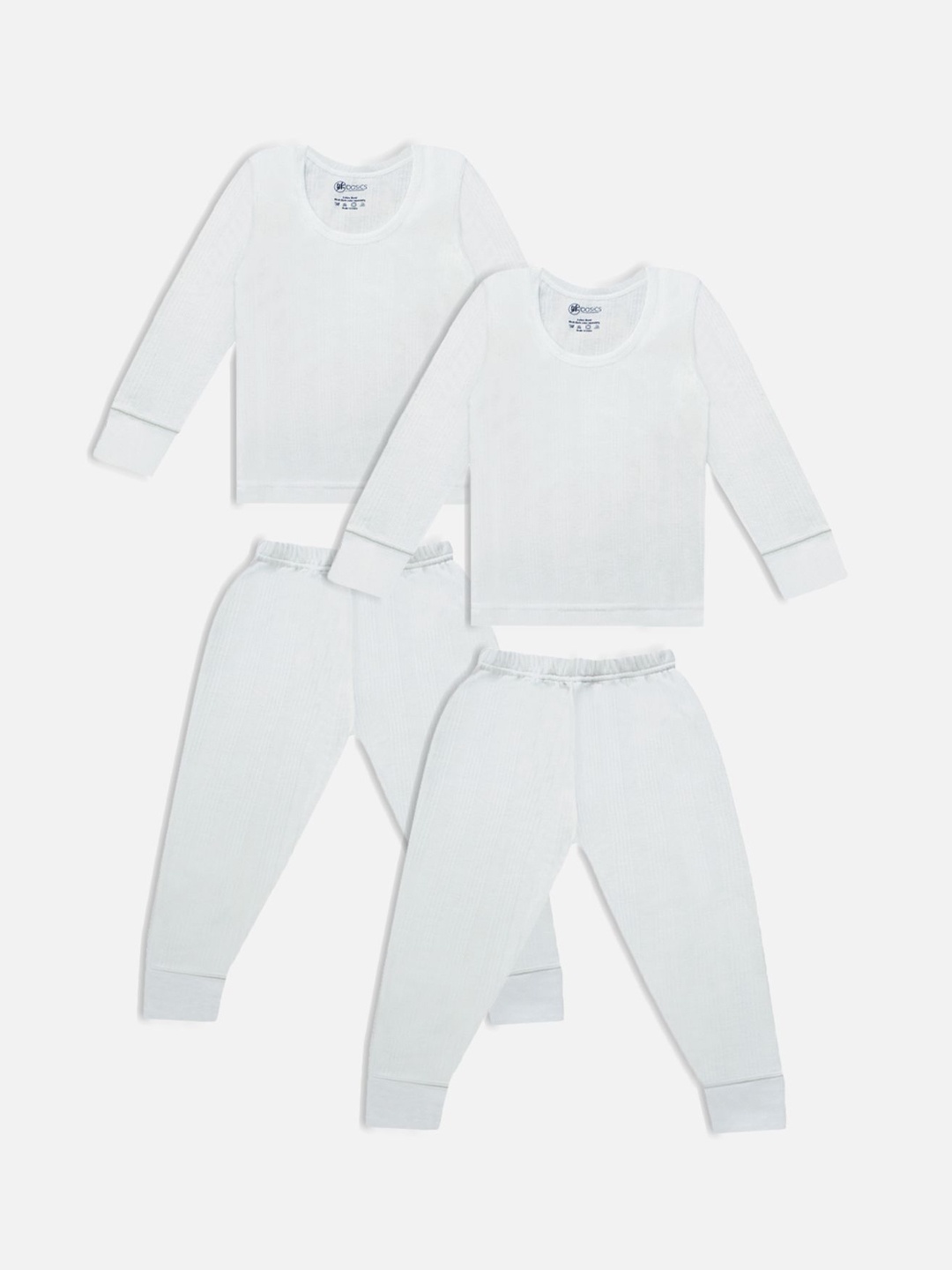 

YK Basics Kids Pack Of 2 Striped Thermal Set, White