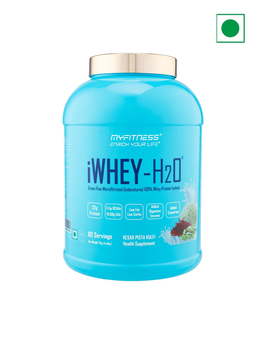 

Myfitness Microfiltrated Undenatured Whey Protein Isolate-Kesar Pista Kulfi Flavour-2kg, Blue