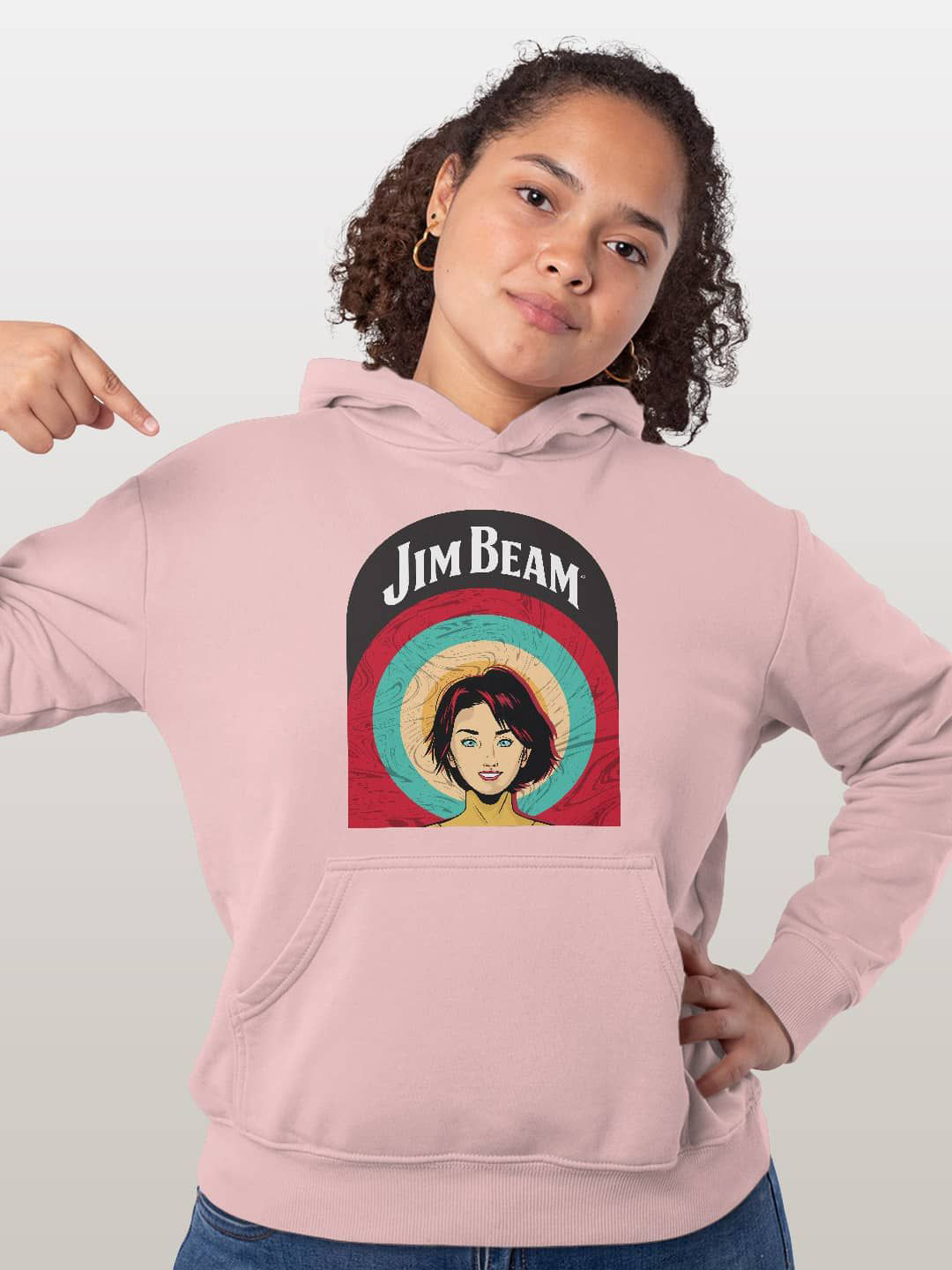 

macmerise Women Printed Hooded Sweatshirt, Pink