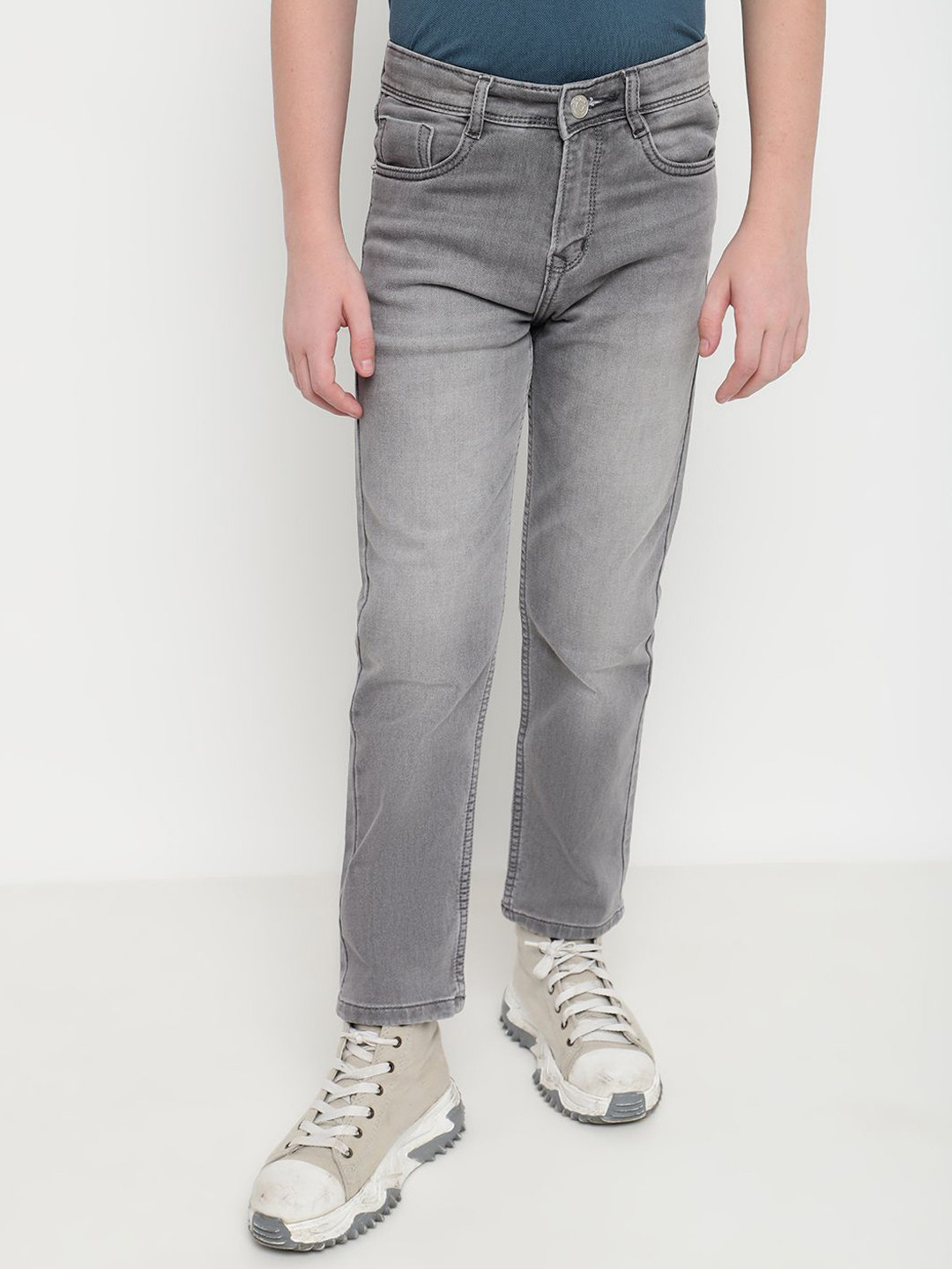 

Octave Boys Regular Fit Mid-Rise Cotton Jeans, Grey
