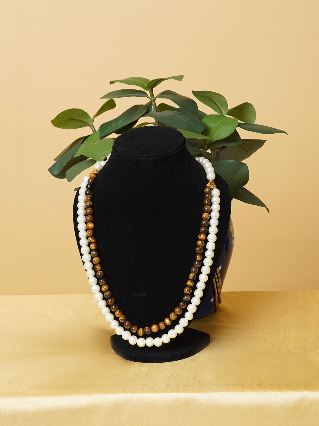 

Unnati Silks Amravati Pearls With Ocean Beads Layered Necklace, White