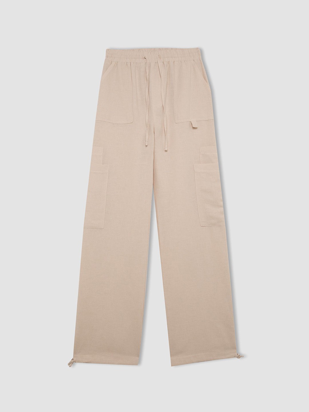 

DeFacto Women Regular Fit Mid-Rise Cargos Trousers, Cream