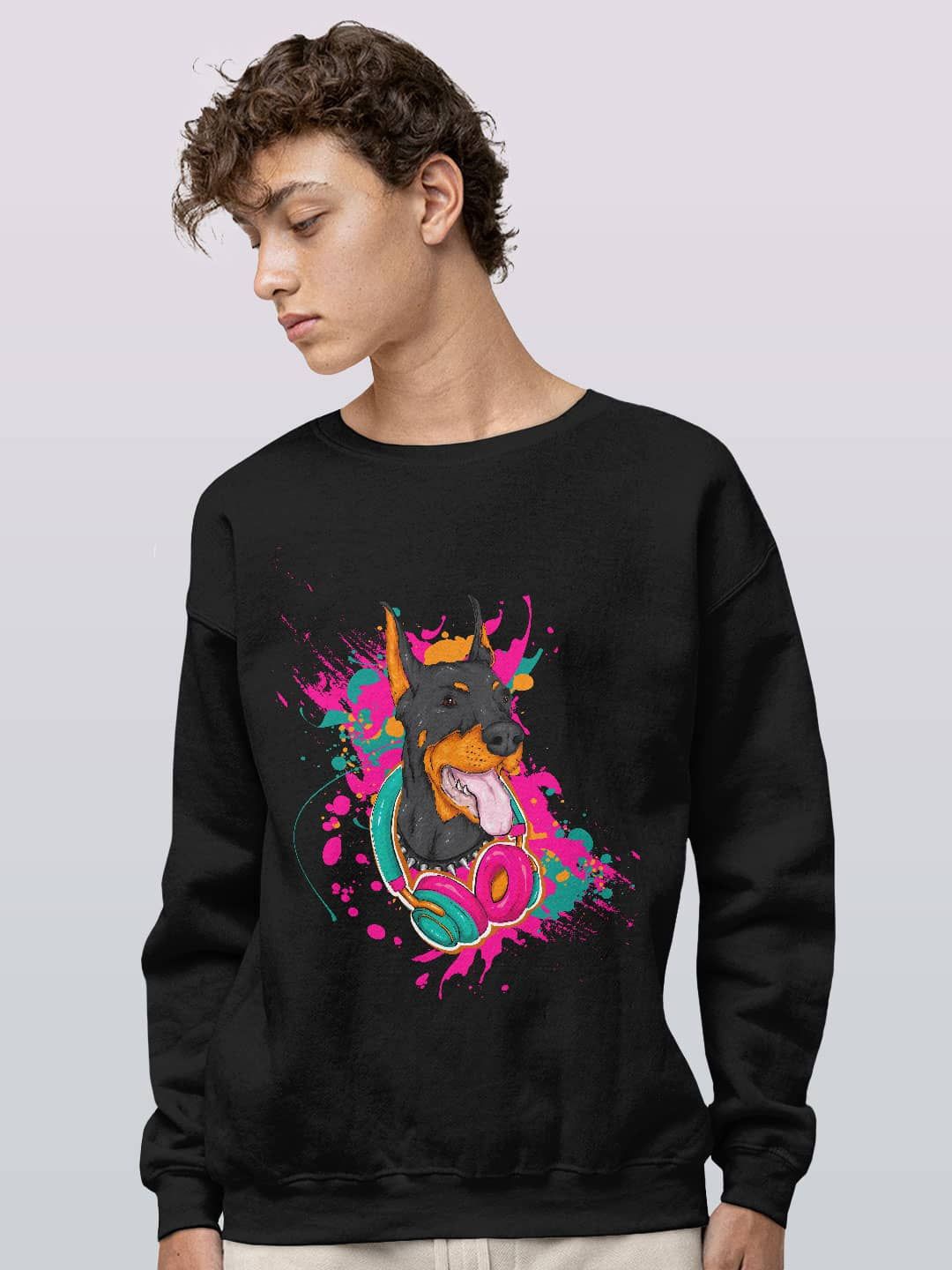 

macmerise Men Printed Sweatshirt, Black