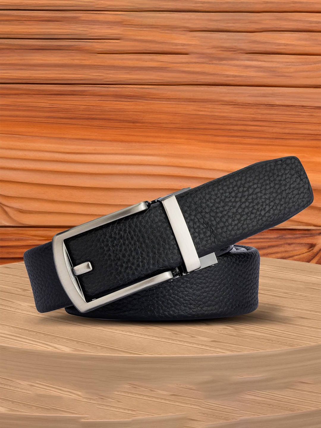 

WINSOME DEAL Men Textured Slider Buckle Closure Belt, Black