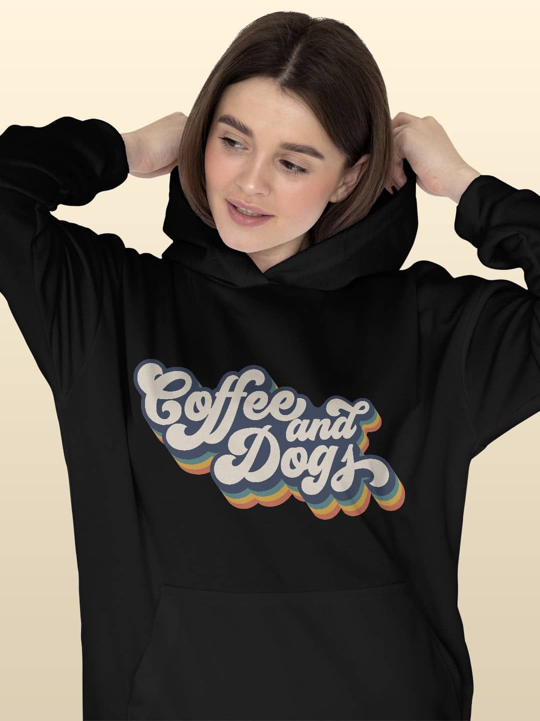 

macmerise Women Printed Hooded Sweatshirt, Black