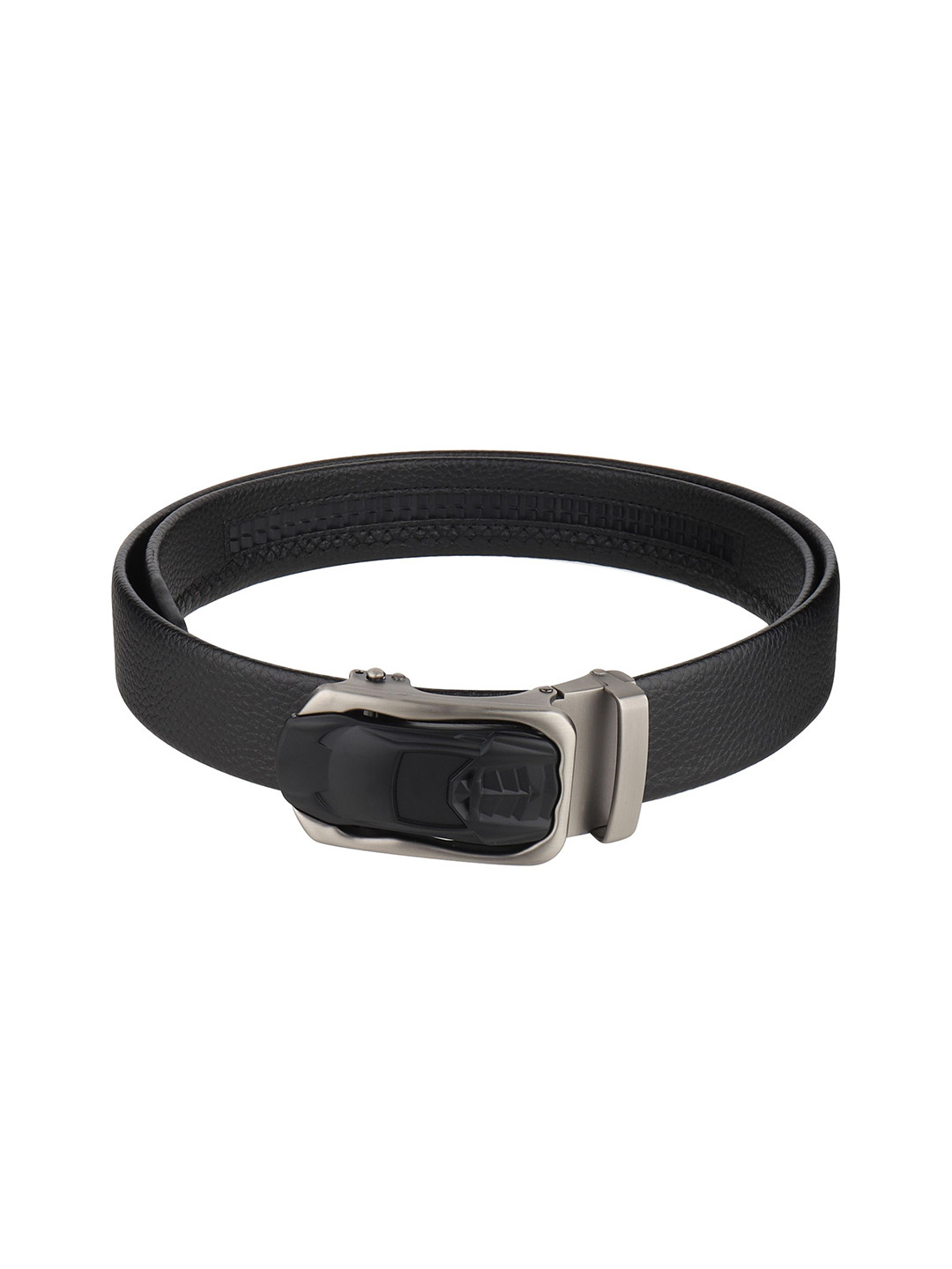 

WINSOME DEAL Men Slider Buckle Closure Textured Formal Belt, Black