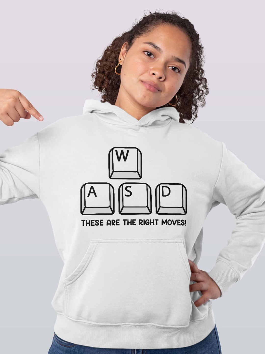 

macmerise Women Printed Hooded Sweatshirt, White