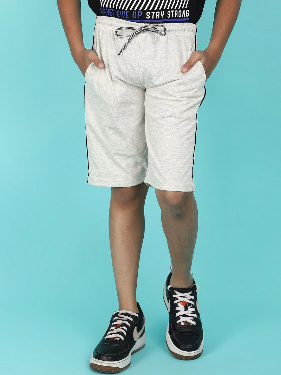 

V-Mart Boys Cotton Regular Fit Shorts, Grey