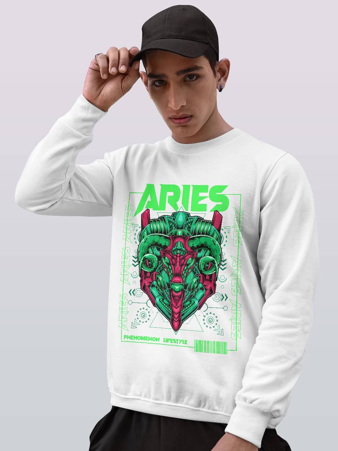 

macmerise Men Printed Sweatshirt, White