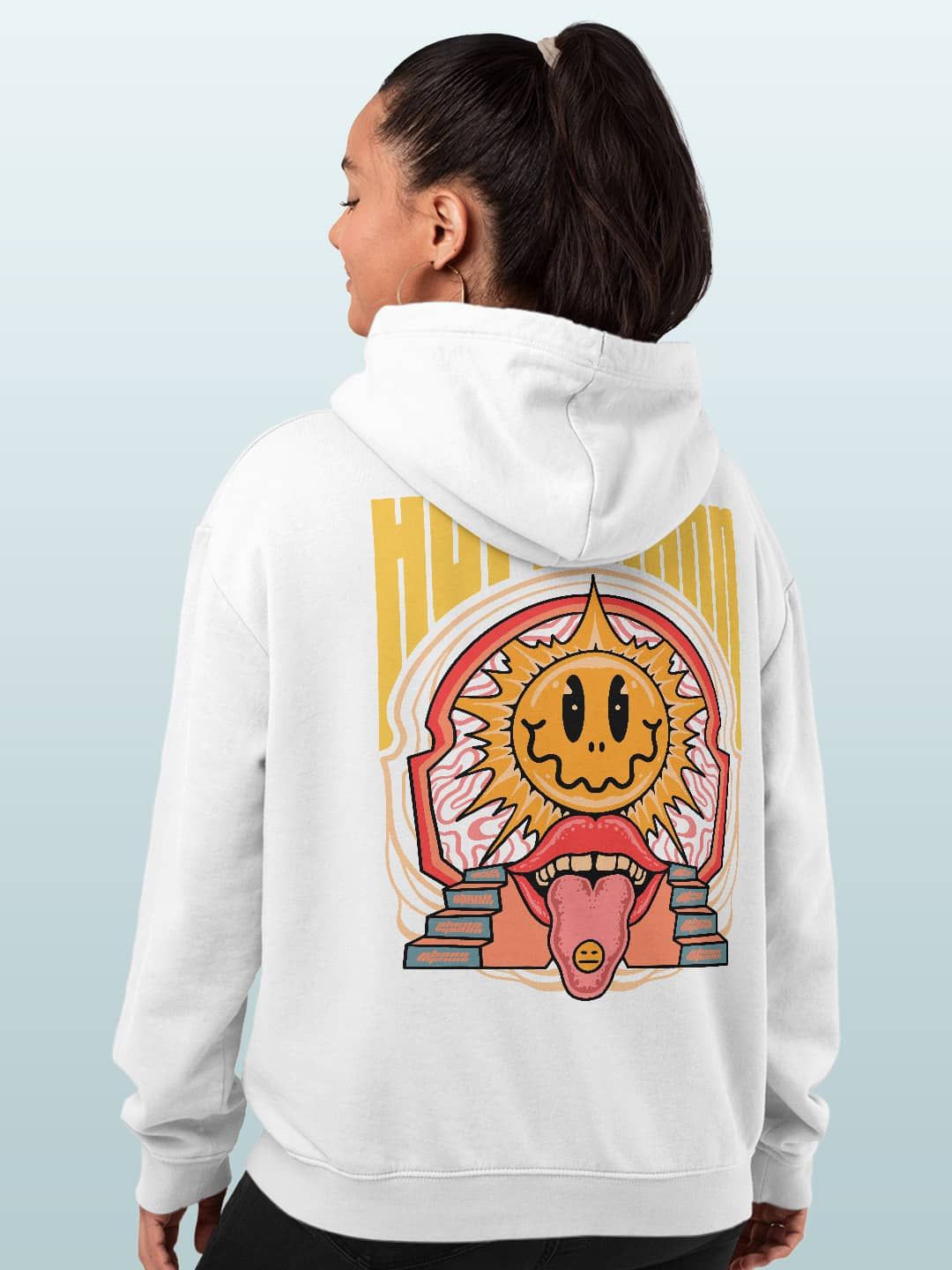 

macmerise Women Printed Hooded Sweatshirt, White