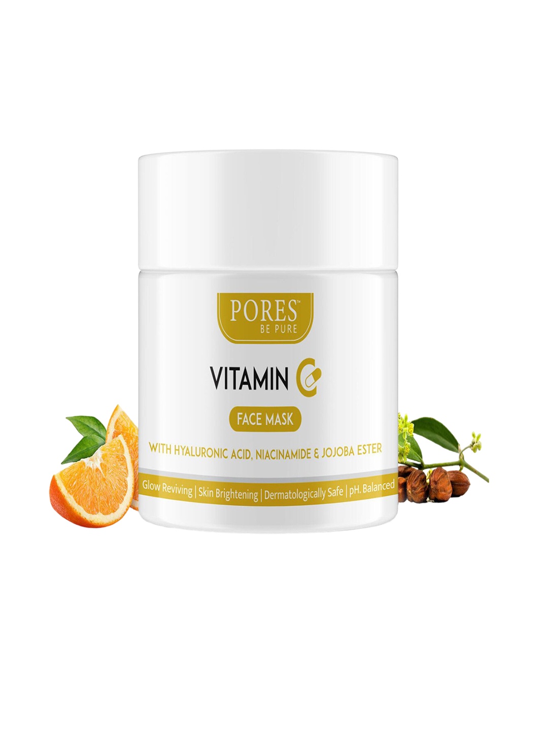 

PORES Be Pure Vitamin C Clay Face Mask With Hyaluronic Acid For Glowing Skin-100g, White