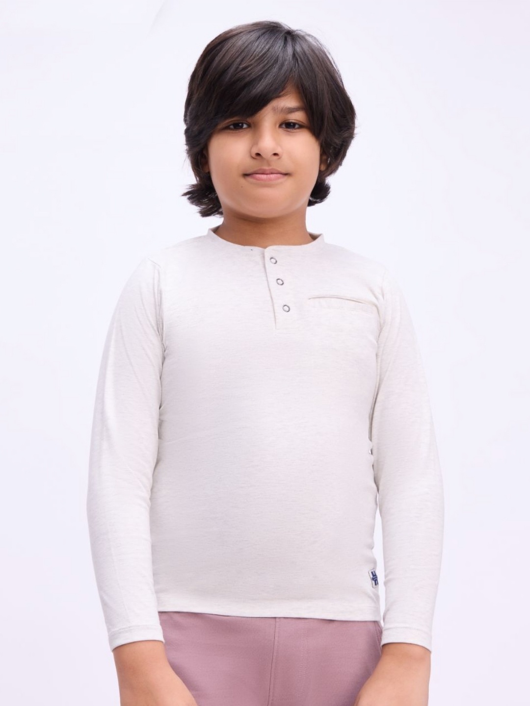 

Bombay High Boys Solid Henley Neck Cotton T-Shirt, Grey